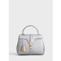 CELINE SMALL 16 BAG IN LAMINATED GRAINED CALFSKIN 188003 SILVER HV09902vX95