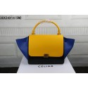 Celine Trapeze Bag Original Leather 3342 golden yellow&black&brilliant blue HV11720Eb92