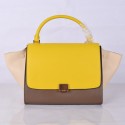 Celine Trapeze Bag Original Leather 8803-7 Yellow&Khaki&White HV01325Gp37