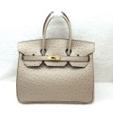 Copy 1:1 Hermes birkin 30cm ostrich leather tote bag H30 apricot HV08472xD64