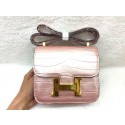 Copy 1:1 Hermes Constance Bag Croco Leather 3326 Pink HV01537xD64