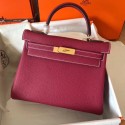 Copy Best Hermes original Togo leather kelly bag KL320 fuchsia HV01858Qc72