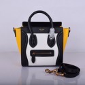 Copy Celine Luggage Nano Bag Original Leather 8802-9 White&Black&Yellow HV11981Zn71