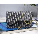 Copy Dior SADDLE DENIM CANVAS Chain Clutch bag S5614 dark blue HV07089Ey31