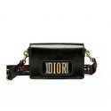 DIO(R)EVOLUTION FLAP BAG WITH SLOT HANDCLASP IN BLACK CRINKLED CALFSKIN WITH BOHO STRAP HV09880VF54