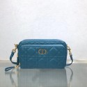 DIOR CARO DOUBLE POUCH Supple Cannage Calfskin S5037U blue HV04432AM45