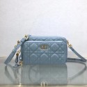 DIOR CARO DOUBLE POUCH Supple Cannage Calfskin S5037U light blue HV00008Yv36