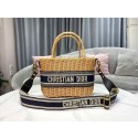 DIOR WICKER BASKET BAG Blue Dior Oblique Jacquard and Natural Wicker M7601 HV03657hi67