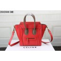 Fake 2015 Celine classic litchi grain with plain weave 3308 red&khaki HV07481Qv16