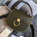 Fake CHLOE Tess leather and suede cross-body bag 3S152 Blackish green HV06209ny77