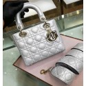 Fake Dior MINI LADY DIOR CALFSKIN BAG M0574 Silvery white HV02208Hj78