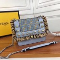 Fake Fendi Calfskin Leather Flap Shoulder Bag FF019 Blue HV07848yQ90