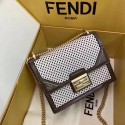 Fake Fendi KAN U SMALL leather mini-bag 8BT312 Khaki&white HV00169Iw51