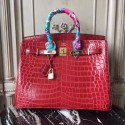 Fake Hermes Birkin Tote Bag Croco Leather BK35 fuchsia HV11655RY48