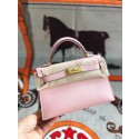 Fake Hermes original mini Kelly chevre mysore K19CM pink&Gold Metal HV03425uQ71