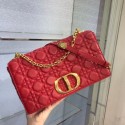 Fake LARGE DIOR CARO BAG Soft Cannage Calfskin M9243U Red HV00505uQ71