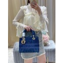 Fake MEDIUM LADY D-LITE BAG Blue Dior Flowers Embroidered Denim M0565OJA HV03169kw88