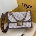 Fendi KAN U leather bag 8BT313 Khaki&white HV01087sY95