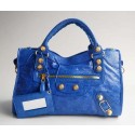 First-class Quality Balenciaga Giant City Gold Studs bag Blue 084332B HV08131VJ28