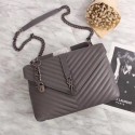 First-class Quality Yves Saint Laurent Monogramme Calf leather Shoulder Bag 26612 grey Silver Chain HV09956VJ28