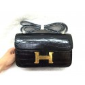 Hermes Constance Bag Croco Leather 3327 Black HV03692fc78