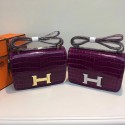 Hermes Constance Bag Croco Leather H6811 purple HV02522Tk78