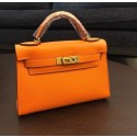 Hermes Kelly 20cm Tote Bag Original Leather KL20 orange HV03678Ea63