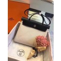 Hermes original canvas&calfskin leather herbag H45987 Cream with black HV09893Gh26