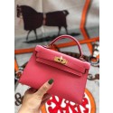 Hermes original mini Kelly chevre mysore K19CM Watermelon red&Gold Metal HV02248Is79