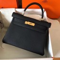 Hermes original Togo leather kelly bag KL320 black HV00950mm78