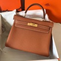 Hermes original Togo leather kelly bag KL320 brown HV05259yx89