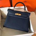 Hermes original Togo leather kelly bag KL320 dark blue HV00847pA42