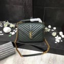 High Imitation YSL Flap Bag Calfskin Leather 392737 green Gold buckle HV07206bg96