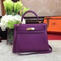 High Quality Imitation Hermes Kelly KY32 Tote Bag togo original Leather purple Gold hardware HV02535Vu82