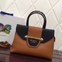 High Quality Imitation Prada Calf leather bag 13709 brown HV06915Vu82