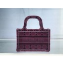 High Quality Replica MINI DIOR BOOK TOTE Burgundy Cannage Embroidered Velvet S5475Z HV03433aR54