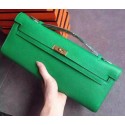 Hot Hermes Kelly 31cm Clutch Original Leather KL31 Green HV03290Nm85