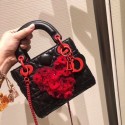 Hot MINI LADY DIOR LAMBSKIN BAG M4245 BLACK&RED HV04069cT87