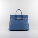 Imitation 2015 Hermes new models ostrich pattern 6089 dark blue silver chain HV00232RC38