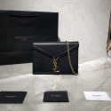 Imitation Cheap YSL CASSANDRA MONOGRAM CLASP BAG IN GRAIN DE POUDRE EMBOSSED LEATHER Y582334 Black HV02532fV17