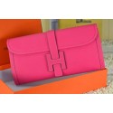 Imitation Fashion 2015 hermes epsom leather jige elan long clutch bag rose red 509058 HV06833kd19