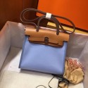 Imitation Hermes mini Herbag Original Canvas Leather & Calfskin 45987 blue&brown HV07093ye39