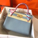 Imitation Hermes original Togo leather kelly bag KL320 light blue HV01302AI36