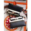 Imitation High Quality Hermes original mini Kelly chevre mysore K19CM black&silver Metal HV09617Bo39