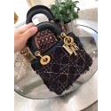 Imitation MINI LADY DIOR BAG IN EMBROIDERED CALFSKIN AM0505 black HV07250VO34