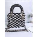 Imitation MINI LADY DIOR BAG IN EMBROIDERED CALFSKIN AM0505 WHITE&BLACK HV00237Xr29