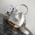 Imitation Prada Leather bucket bag 1BE018 white HV09484QN34