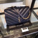 Imitation YSL Classic Calfskin Leather Flap Bag 2801 dark blue HV06155VO34