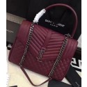 Imitation YSL Classic Monogramme Flap Bag Calfskin Leather Y268033 Burgundy HV09312Tm92