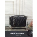 Imitation YSL Flap Bag Calfskin Leather 2508 Black silver buckle HV07053Fo38